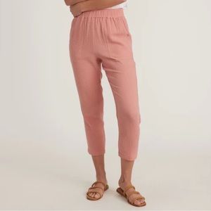 Marine Layer Pants Paula Easy Tapered Gauzy Cotton Pant in Rosette Pink Sz M NWT
